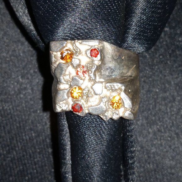 Handcrafted 925 Sterling Silver Louisiana State Multi-color Sapphire Ring.